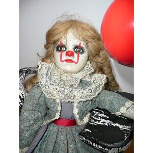 Custom Made Pennywise IT Artist Fan Art Doll OOAK Creepy Odd 16” in Desk Chair